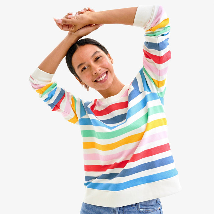 Adult 24/7 Sweatshirt In Rainbow Candy Stripe