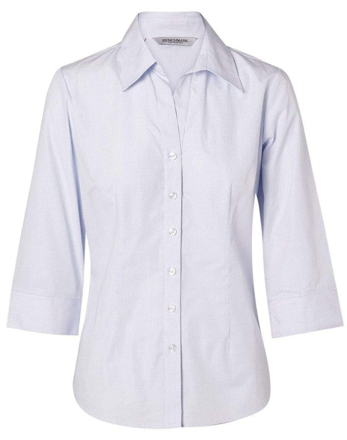 BENCHMARK Women's Mini Check 3/4 Shirt M8360Q Metro Workwear.