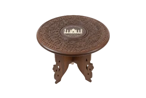 Hand Carved Wood with inlay Anglo Indian Side Table