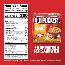 HOT POCKETS EXTRA CHEESY HAM & CHEDDAR BLASTED CRUST 4 CT 18 OZ