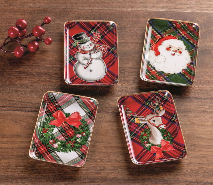 Santa Tartan Tidbit Tray