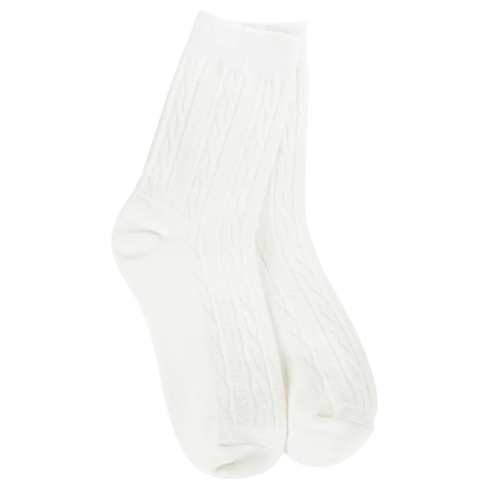 Women's Cloud cable knit mini crew socks featuring an ultra-soft lightweight design for everyday comfort and versatile style.