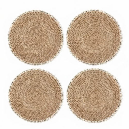 Set of 4 Pandan Weave Placemat with Shells