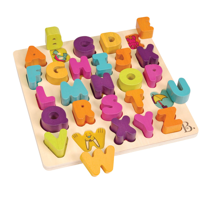 Wooden alphabet puzzle.