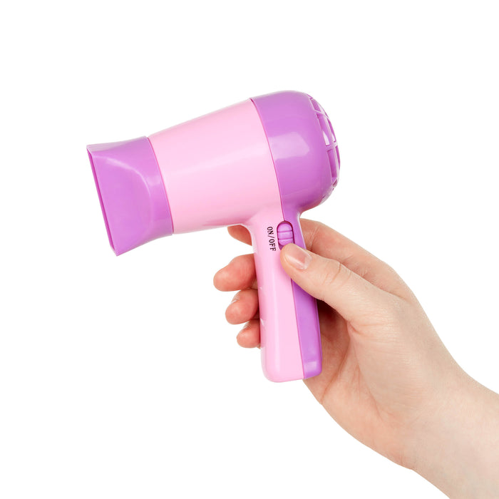 Pink and purple toy hair styling supplies.