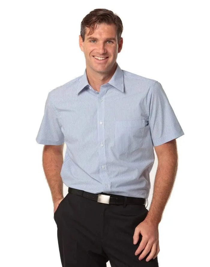 BENCHMARK Men's Balance Stripe Short Sleeve Shirt M7231 Metro Workwear.