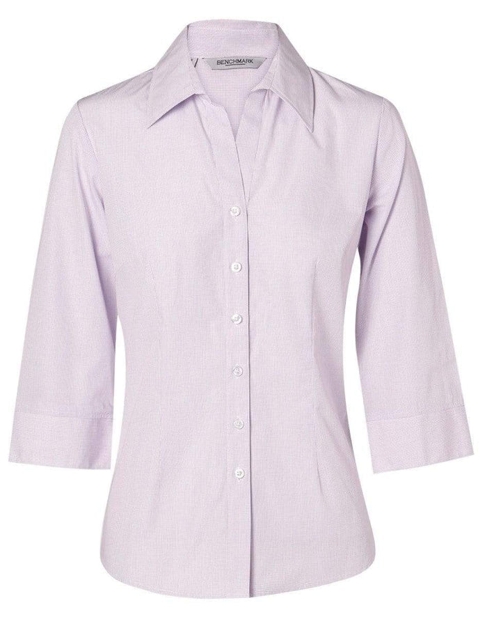 BENCHMARK Women's Mini Check 3/4 Shirt M8360Q Metro Workwear.