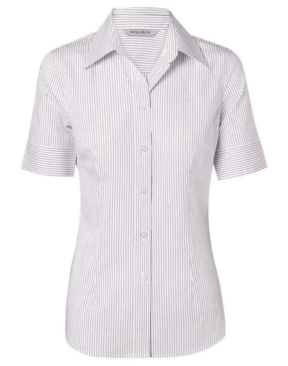 BENCHMARK Women's Ticking Stripe Short Sleeve Shirt M8200S Metro Workwear.