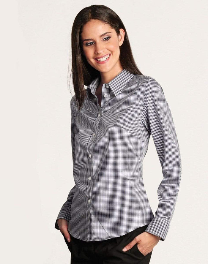 BENCHMARK Ladies’ Two Tone Gingham Long Sleeve Shirt M8320L Metro Workwear.