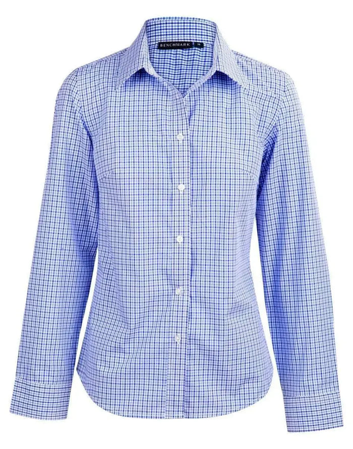BENCHMARK Ladies’ Two Tone Gingham Long Sleeve Shirt M8320L Metro Workwear.