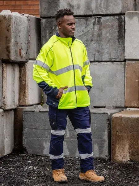 Bisley Men's Taped Hi Vis Zip Front Fleece BK6611T - City Workwear