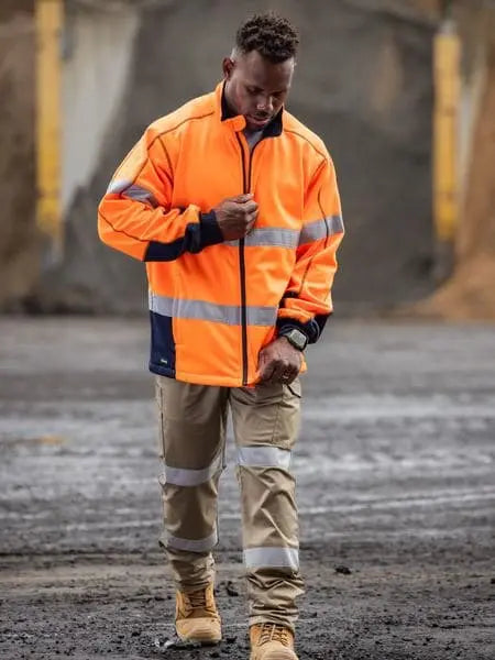 Bisley Men's Taped Hi Vis Zip Front Fleece BK6611T - City Workwear