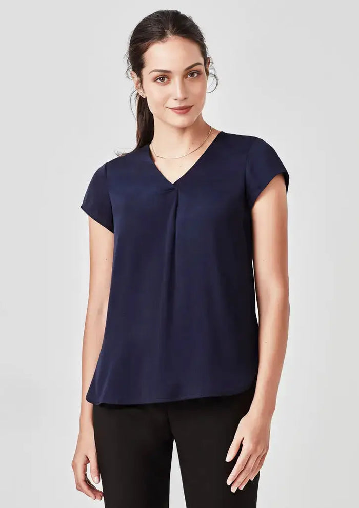 Biz Corporate's Kayla V-Neck Pleat Blouse RB967LS Biz Corporates