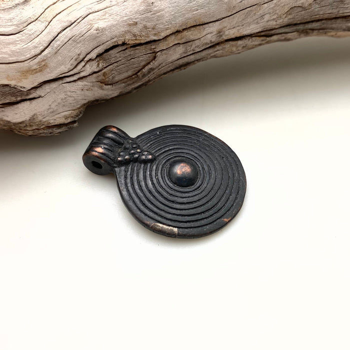 Black Patina Brass Round Swirl Pendant (BP104)
