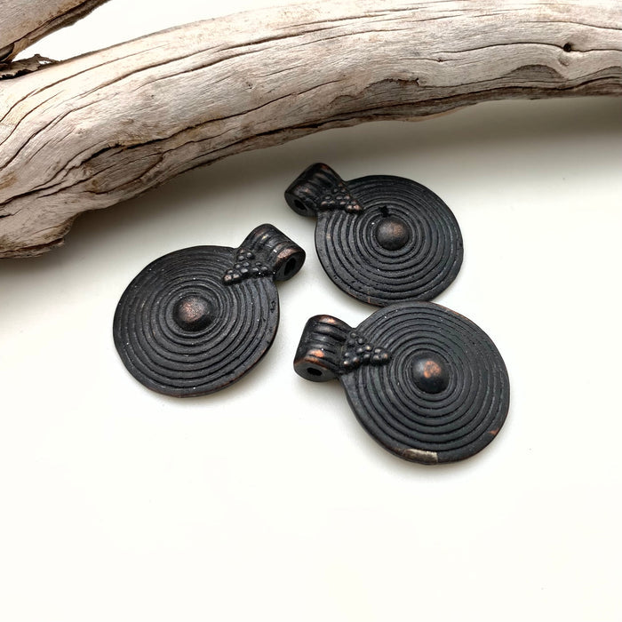 Black Patina Brass Round Swirl Pendant (BP104)