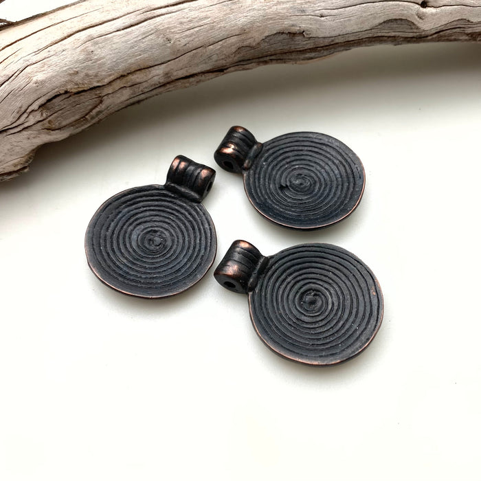 Black Patina Brass Round Swirl Pendant (BP104)