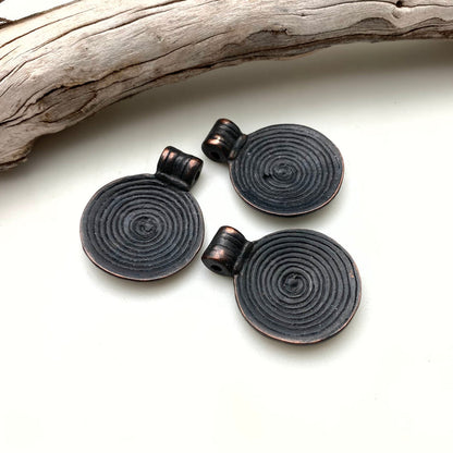Black Patina Brass Round Swirl Pendant (BP104)