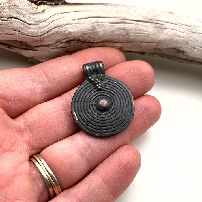 Black Patina Brass Round Swirl Pendant (BP104)