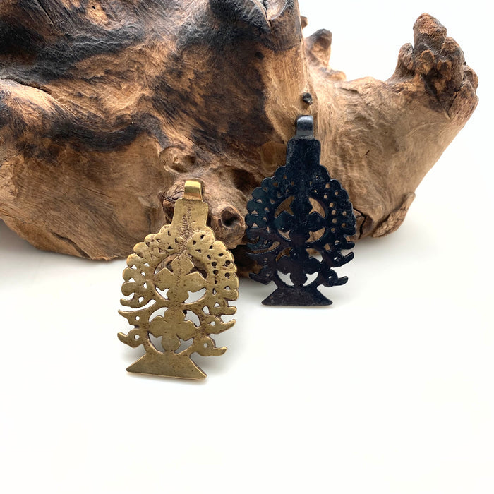 Brass Flower Shaped Ethiopian Cross (Available In Brass Or Black) (SBC25)