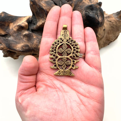 Brass Flower Shaped Ethiopian Cross (Available In Brass Or Black) (SBC25)