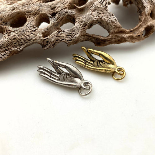 Brass Prayer Hand Pendants (Available In Silver Or Gold Color) (RP40)