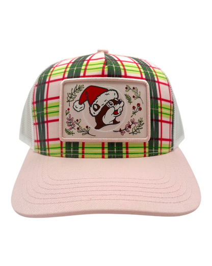Red and green plaid hat - festive holiday accessory