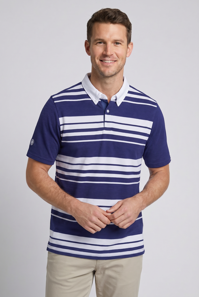 Buck |  Men's Striped Pique Polo