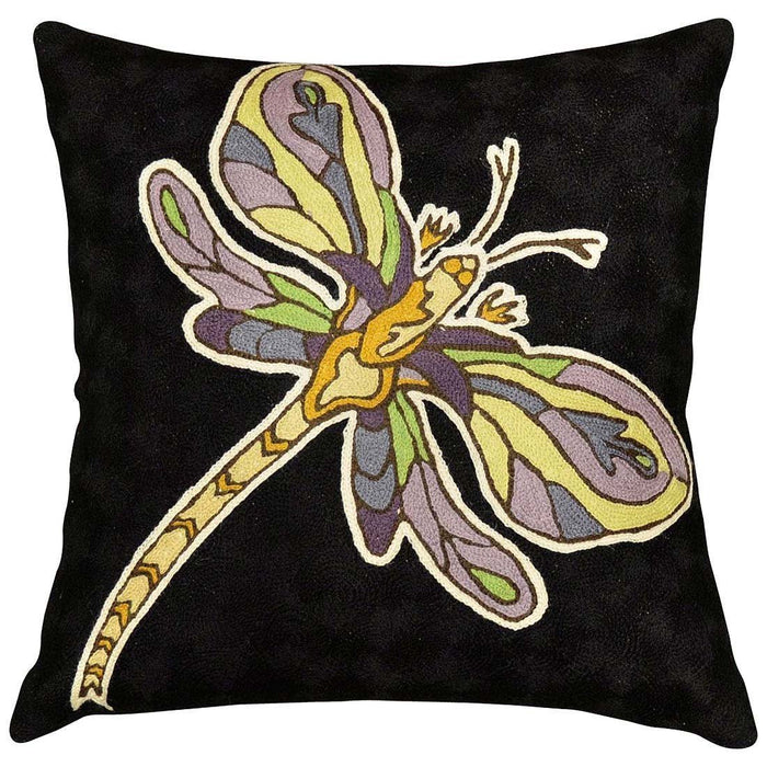 Butterfly Flying Decorative Pillow Cover Hand Embroidered 18" x 18" - KashmirDesigns
