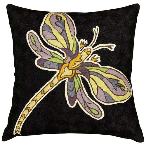 Butterfly Flying Decorative Pillow Cover Hand Embroidered 18" x 18" - KashmirDesigns