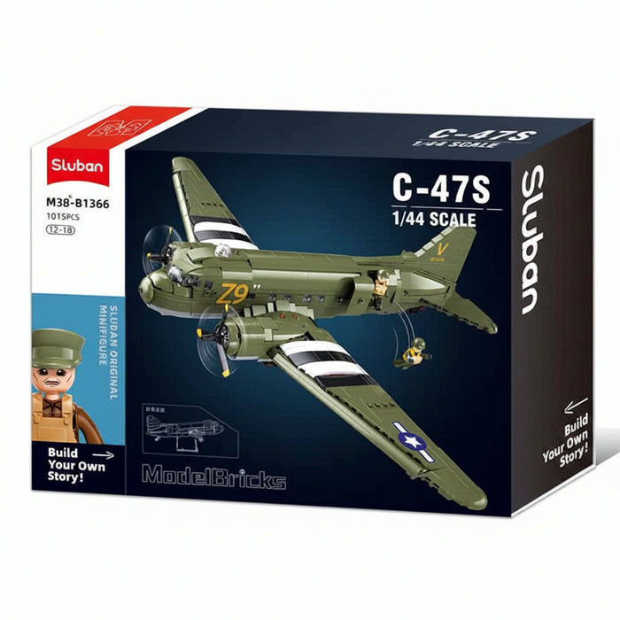 Model airplane kit packaging with dimensions and branding details