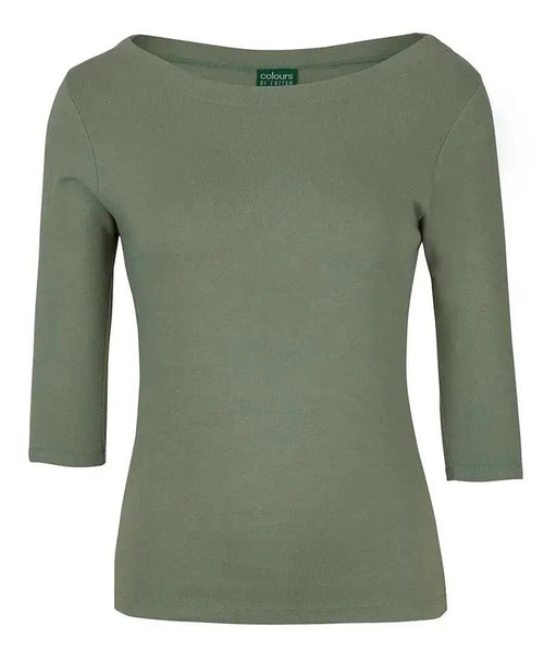 C Of C Ladies 3/4 Sleeve Boat Neck Tee 1BT3 - Flash Uniforms