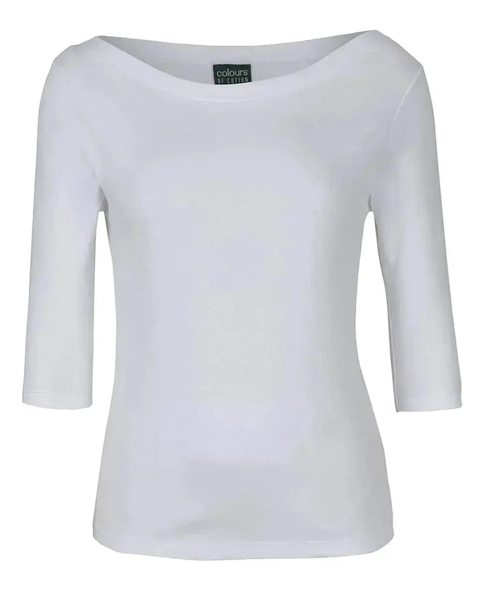 C Of C Ladies 3/4 Sleeve Boat Neck Tee 1BT3 - Flash Uniforms