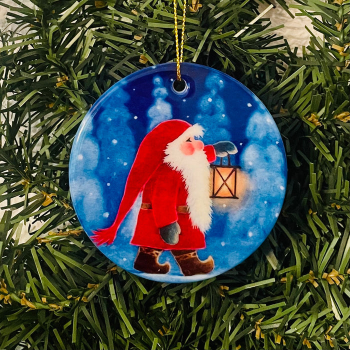 Ceramic Ornament, Eva Melhuish Tomte with Lantern