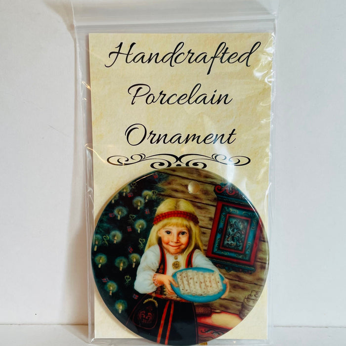 Ceramic Ornament, Suzanne Toftey  Lefse girl