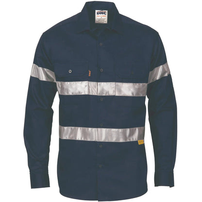 Dnc Workwear Hi-vis Cool-breeze Long Sleeve Cotton Shirt With Generic Reflective Tape - 3967 - City Workwear