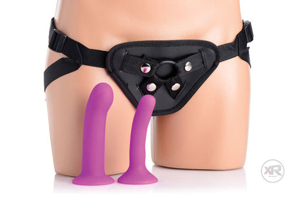 The silicone dildos and the nylon harness makes for quality play amongst partners