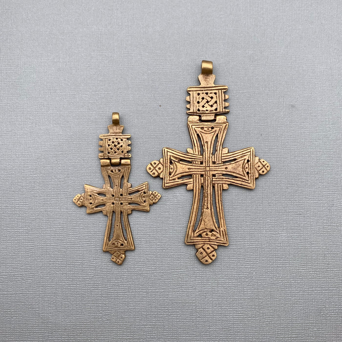 Ethiopian Hinge Brass Cross Pendant (Available In Small Or Large) (LBC9)