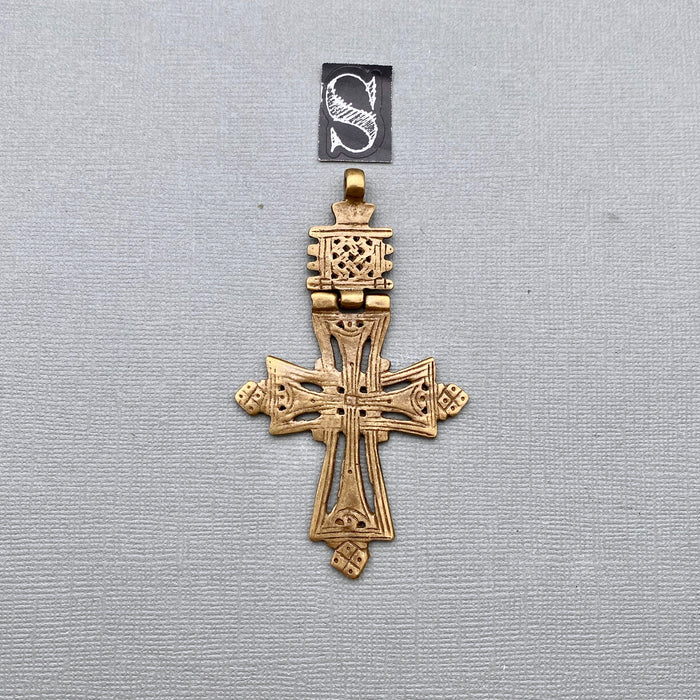 Ethiopian Hinge Brass Cross Pendant (Available In Small Or Large) (LBC9)