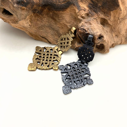 Ethiopian Hinge Cross Pendant (Available In Antique Brass Or Black) (LBC46)