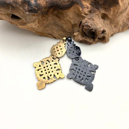 Ethiopian Hinge Cross Pendant (Available In Antique Brass Or Black) (LBC46)