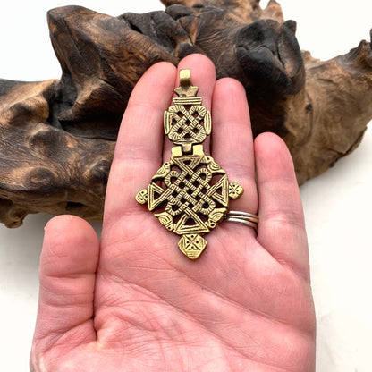 Ethiopian Hinge Cross Pendant (Available In Antique Brass Or Black) (LBC46)