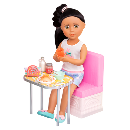 14-inch doll with breakfast playset