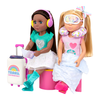 Carry-on luggage playset with travel accessories