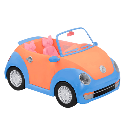 Orange and blue toy convertible punch buggy car