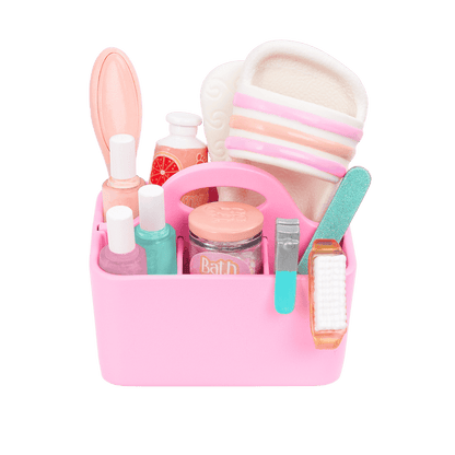Two 14-inch dolls with salon chair and spa accessories