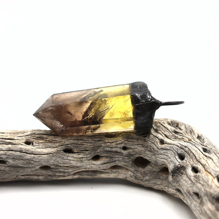 Giant Citrine Smoky Quartz Soldered Crystal Pendant (OAK81)