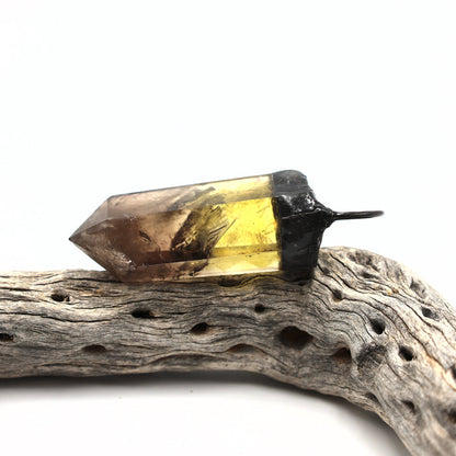 Giant Citrine Smoky Quartz Soldered Crystal Pendant (OAK81)