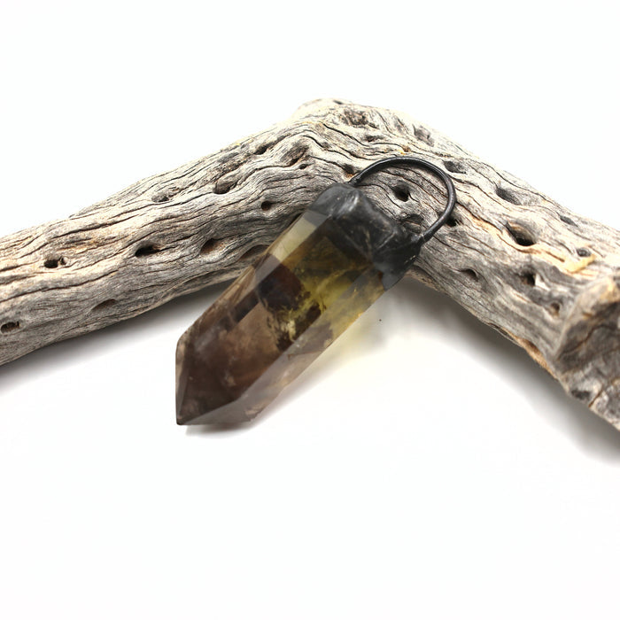 Giant Citrine Smoky Quartz Soldered Crystal Pendant (OAK81)