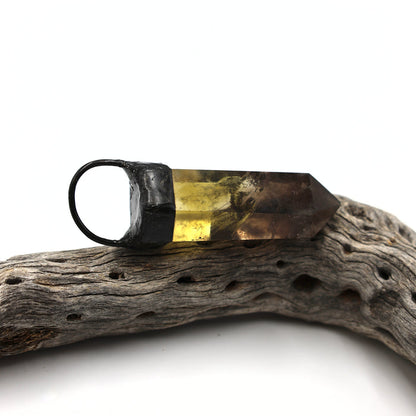 Giant Citrine Smoky Quartz Soldered Crystal Pendant (OAK81)