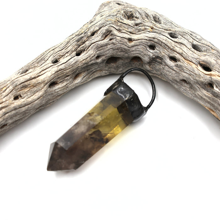 Giant Citrine Smoky Quartz Soldered Crystal Pendant (OAK81)
